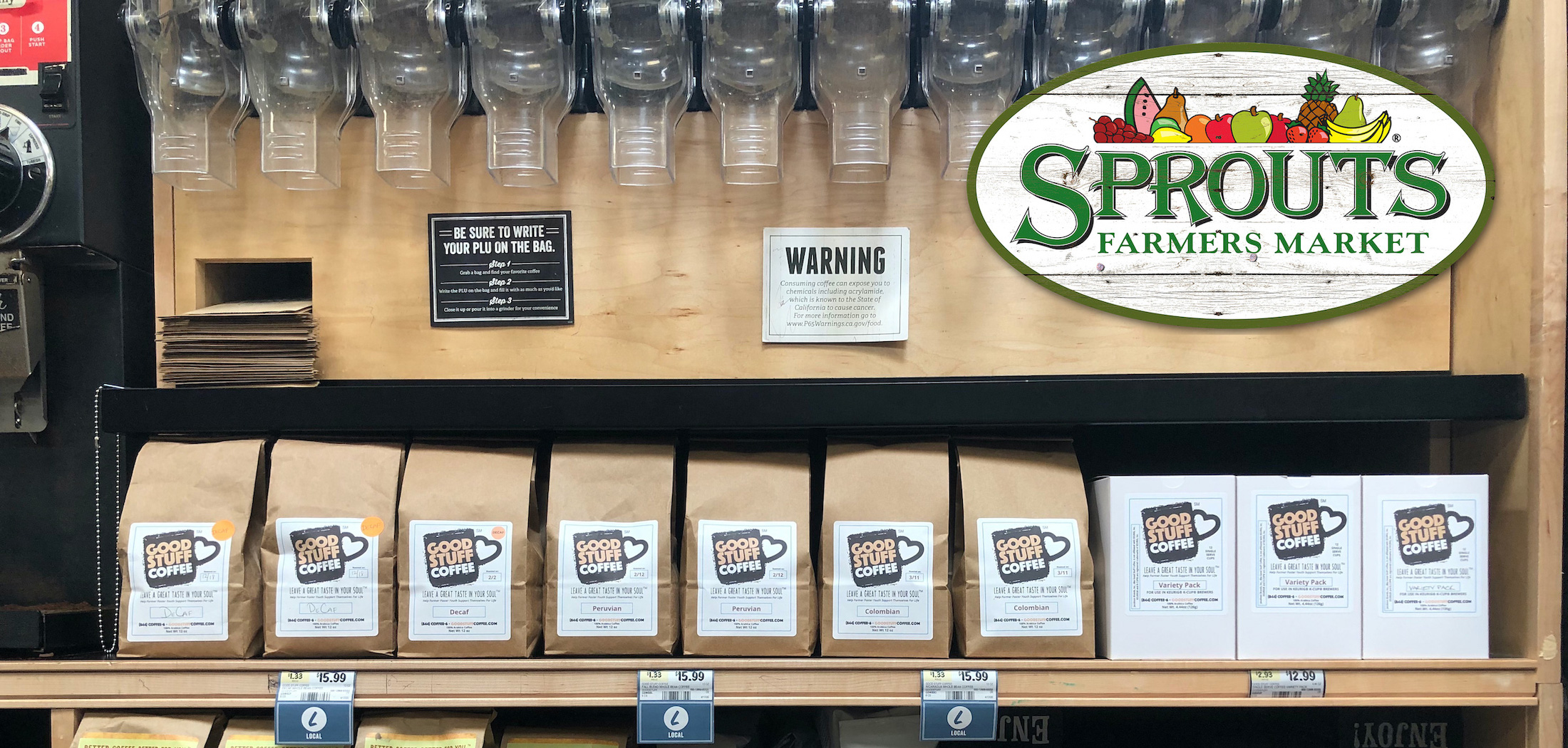 Good Stuff Coffee on Sprouts Shelf